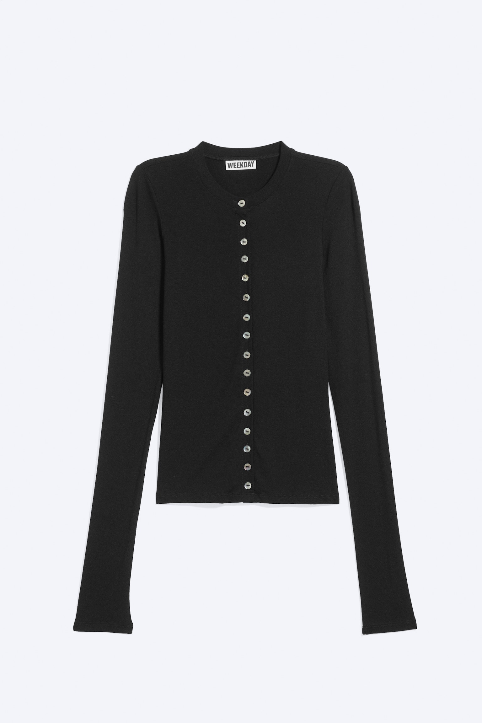 Pearl Button Cardigan - Black/White/Striped Dark Khaki Green