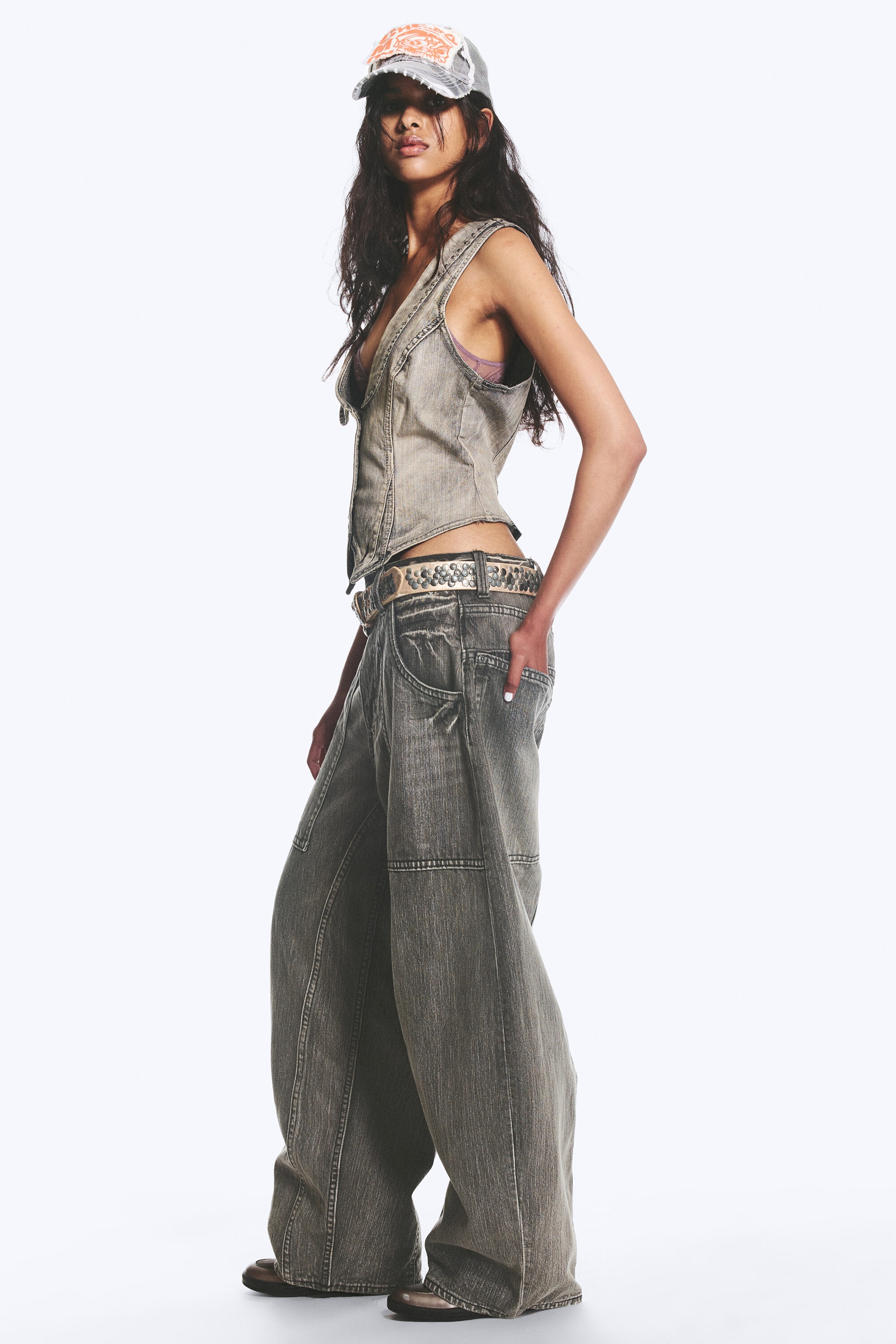 Smokey Black - Black - Dunno Unisex Low Rise Loose Barrel Jeans - 4