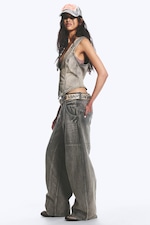Smokey Black - Black - Dunno Unisex Low Rise Loose Barrel Jeans - 4