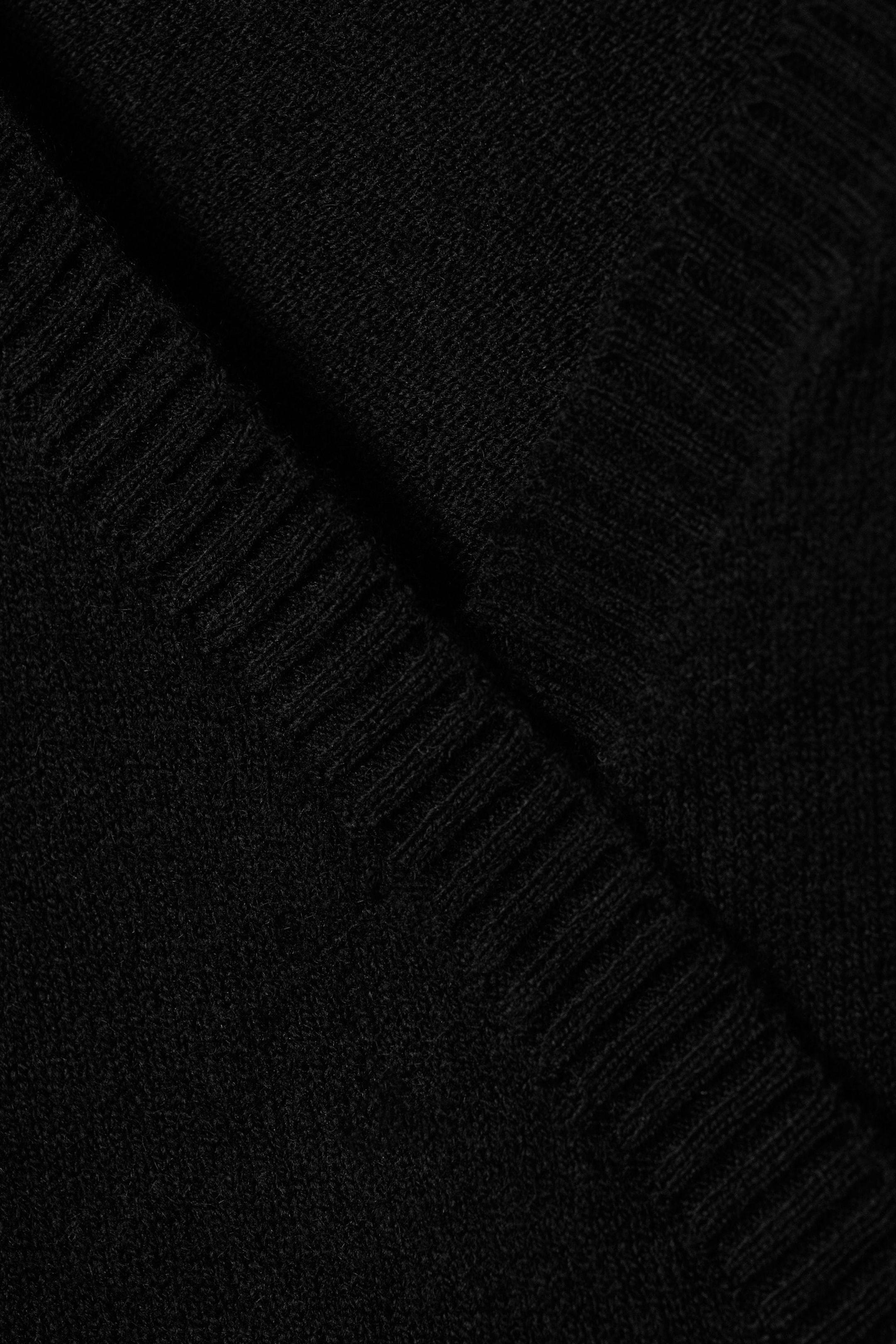 Black - V-Neck Wrap Knit Cardigan - 4