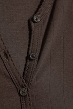 Dark Brown - Ribbed slim fit cardigan - 4