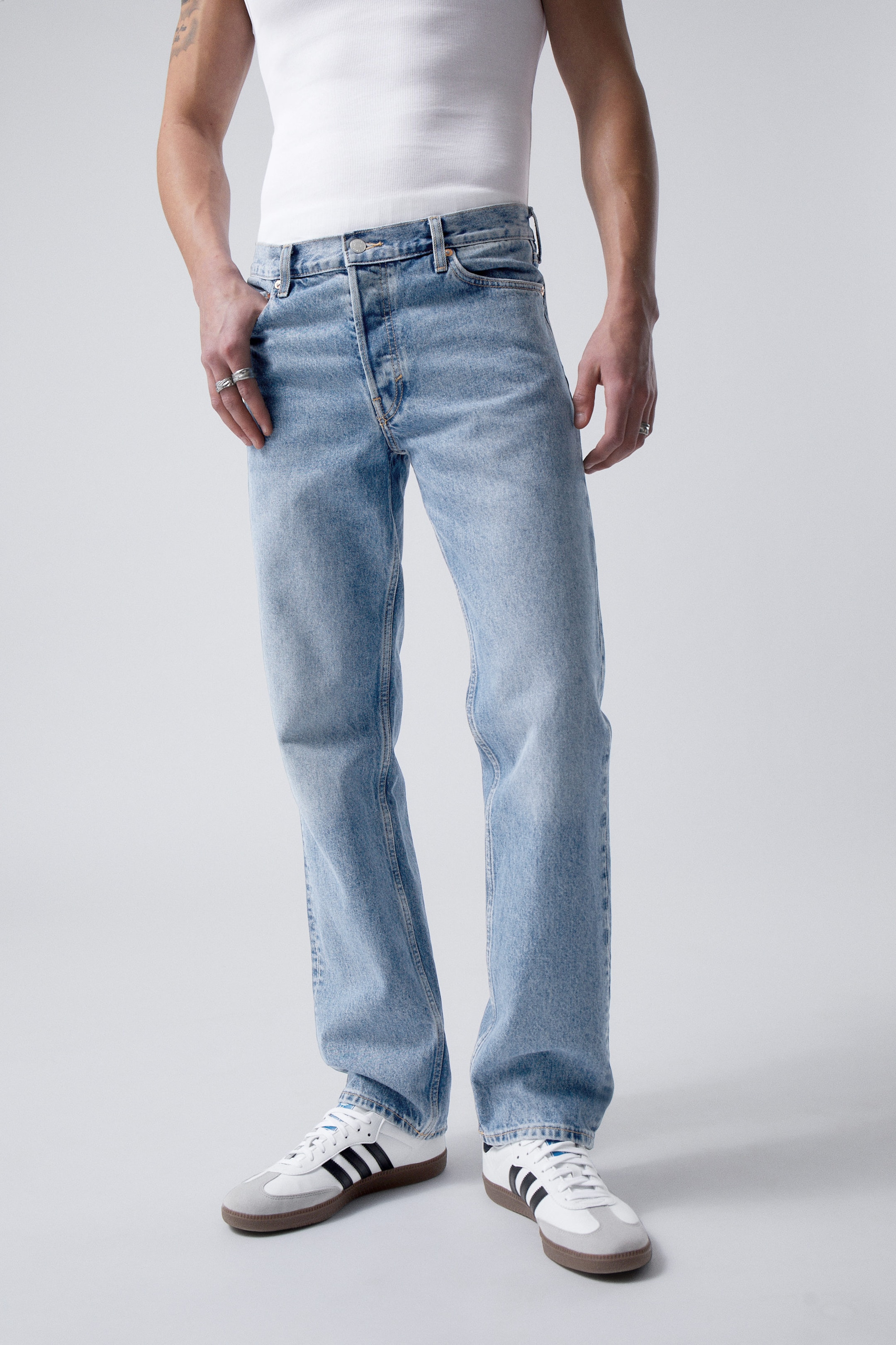 Blue Medium Dusty - Klean mid waist regular straight jeans - 1