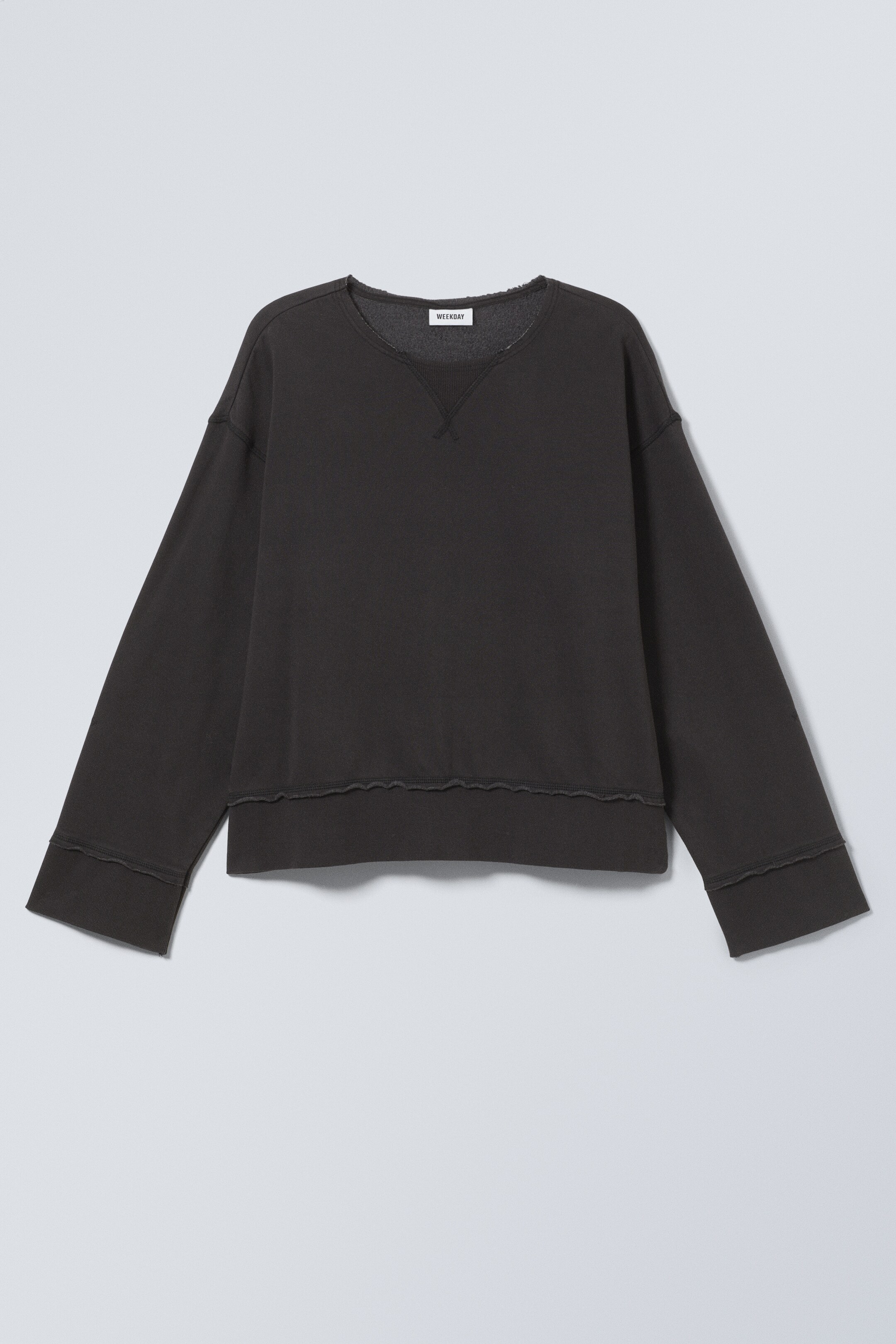 View larger image: Short Distressed Sweatshirt - Washed Black - Men | H&M GB 1