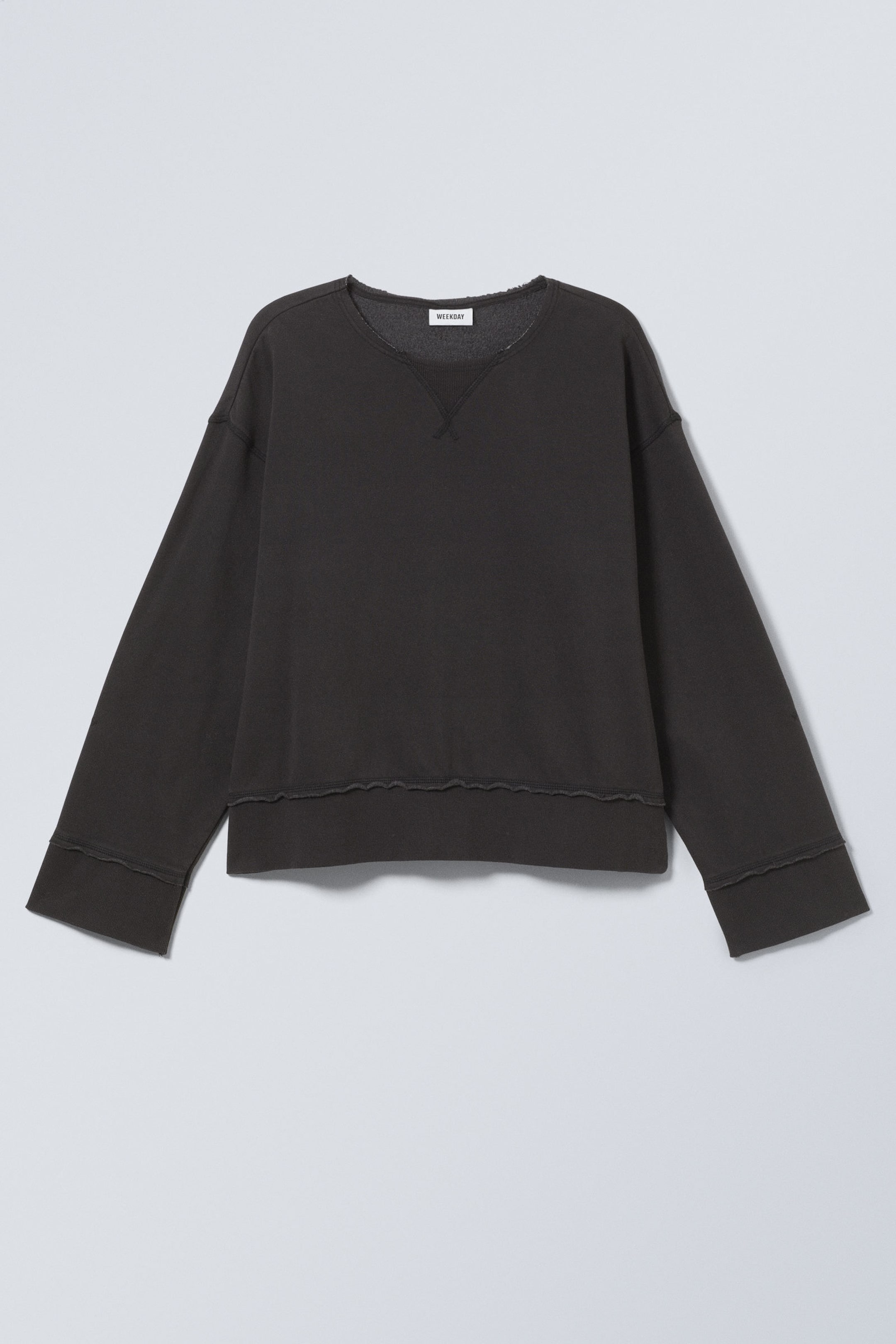 Washed Black - Short Distressed Sweatshirt - 0