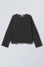 Washed Black - Short Distressed Sweatshirt - 0