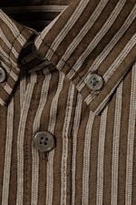 Striped Brown - Relaxed Striped Button-down Shirt - 4