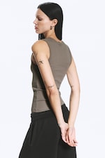 Dimgrå - Ribbat V-ringat linne - 2