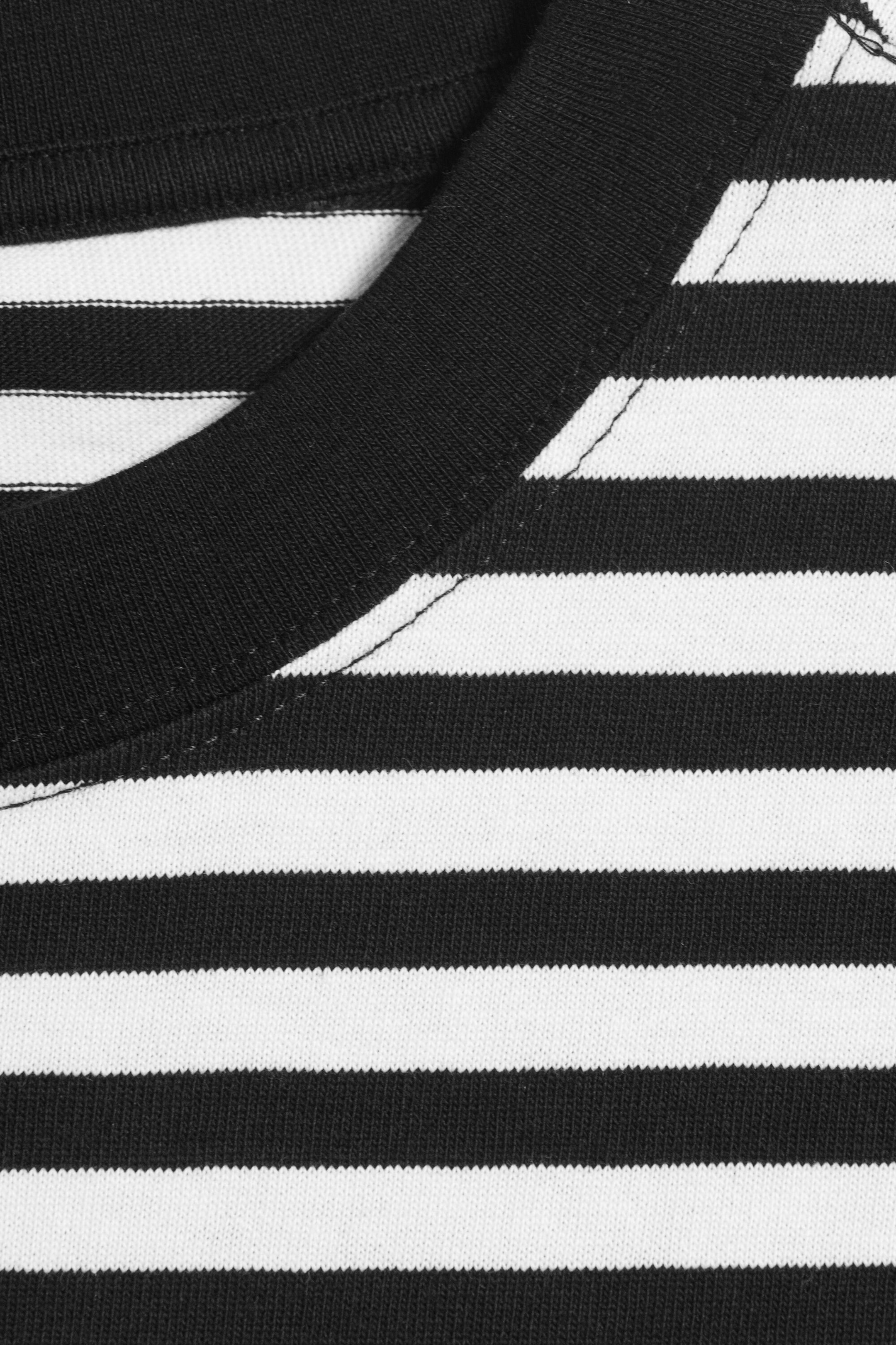 Striped White/Black - Loose Boxy Long-Sleeved T-shirt - 4