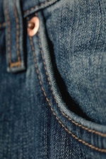 Blue Hymn - Mellanblå - Astro Mid Waist Loose Baggy Leg Unisex Jeans - 8