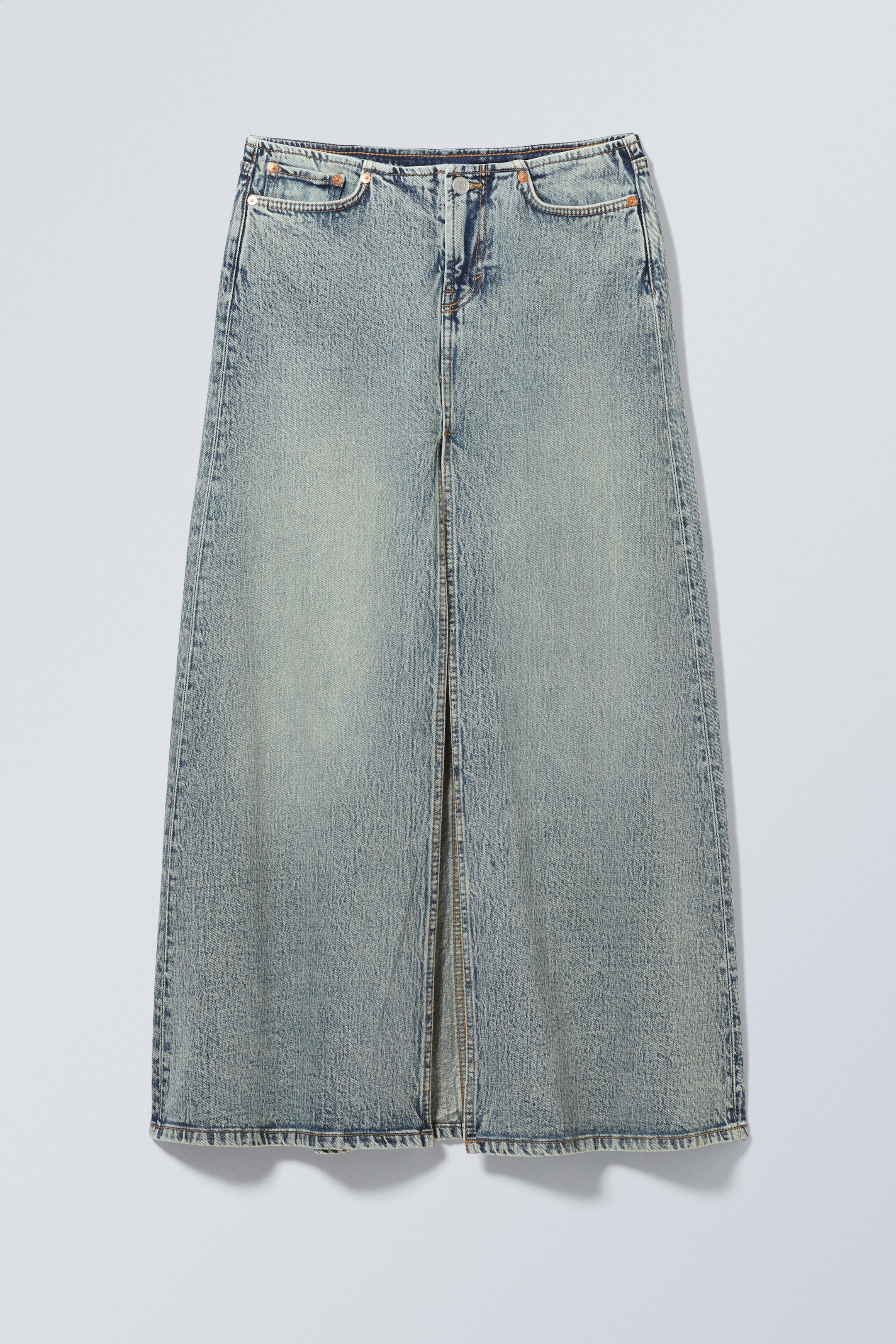 Gevlekt blauw - Anaheim lange denim rok - 0