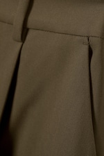 Dark Khaki Green - Low Waist Wide Suiting Trousers - 1