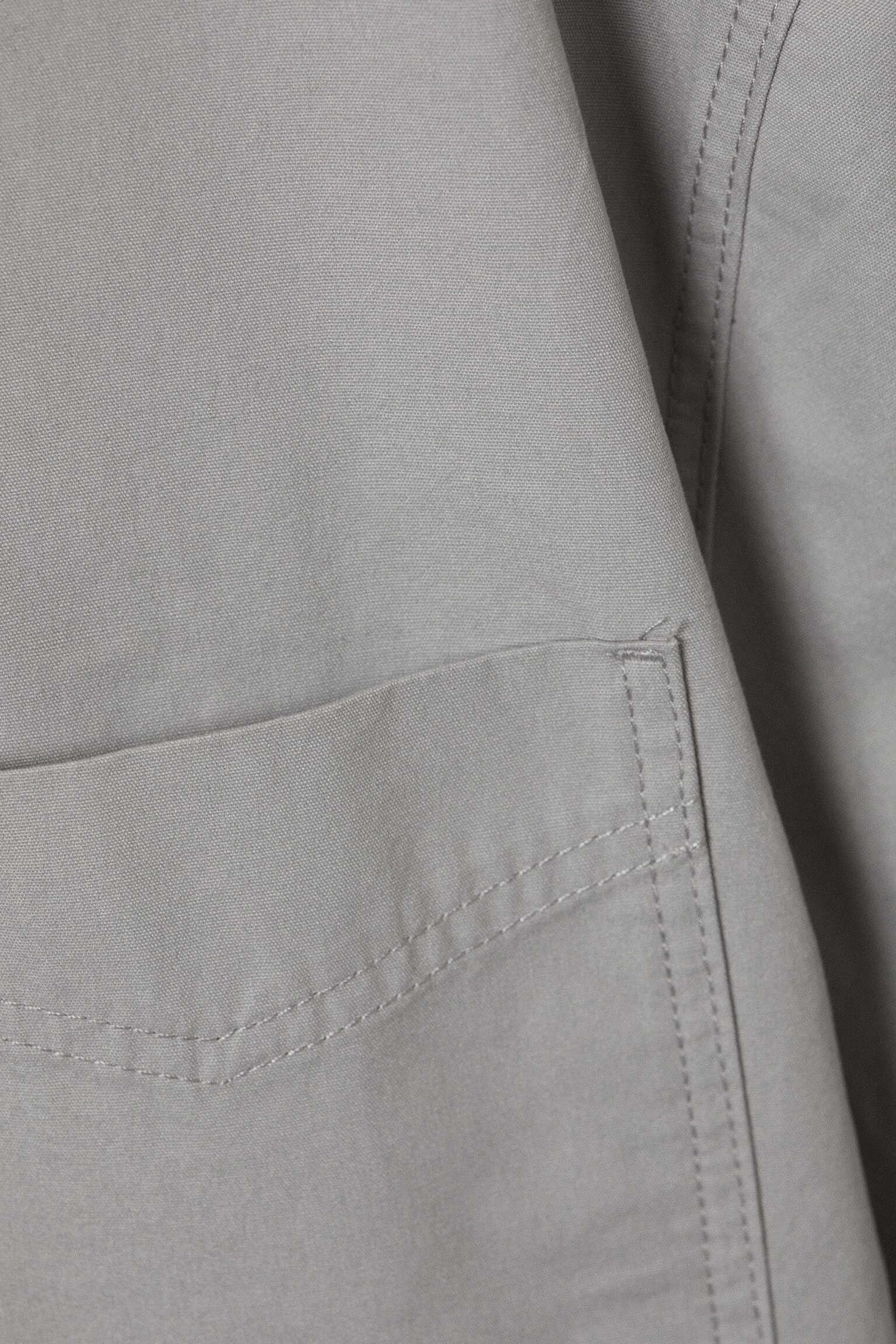 Oversized kortærmet skjorte i bomuldslærred - Lysegrå/Beige - 4