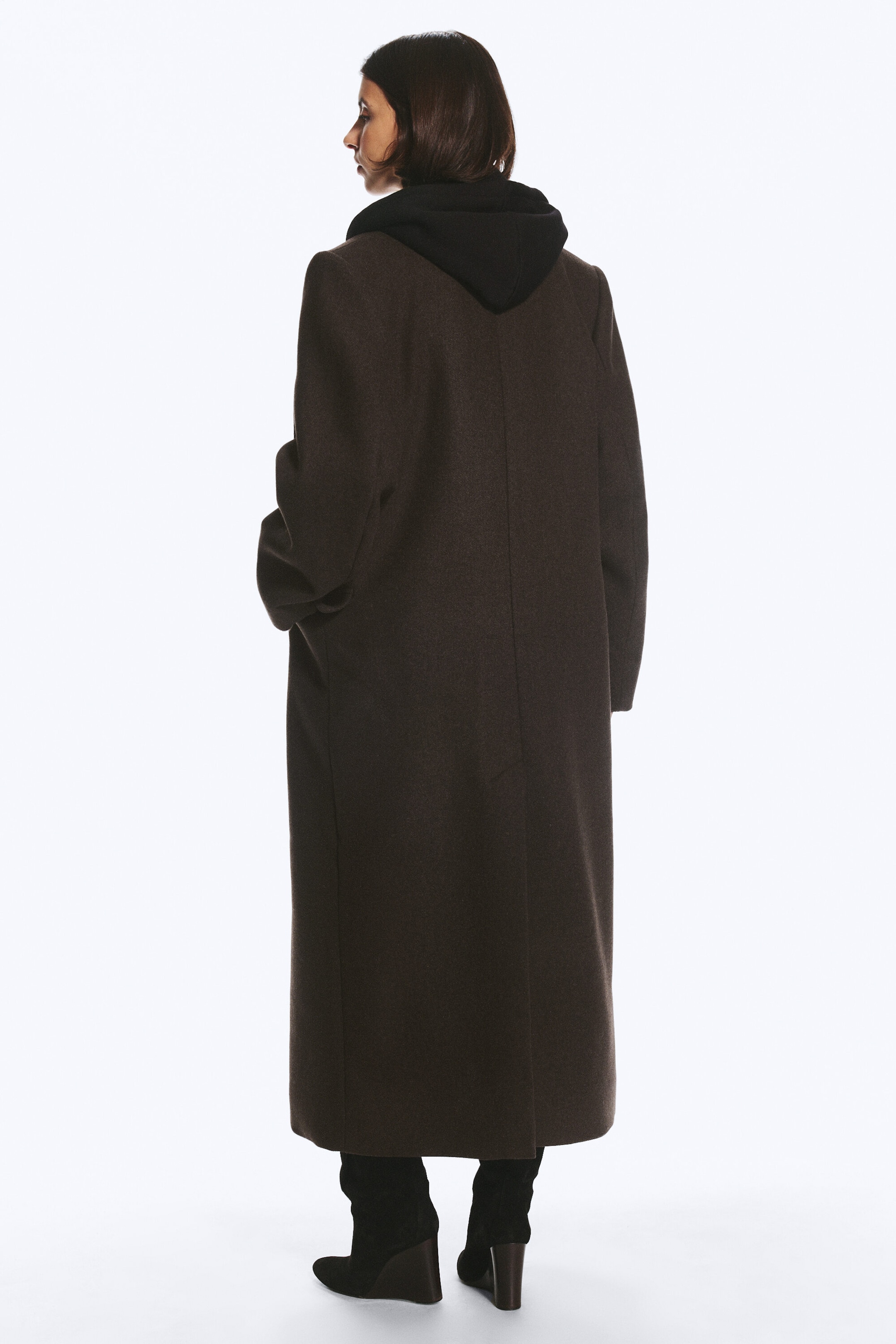 Dark Brown - LOGAN DOUBLE-BREASTED WOOL-BLEND COAT - 3