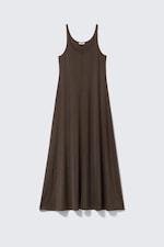 Dark Brown - Sleeveless Tank Maxi Dress - 0