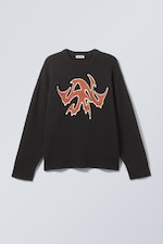 Svart - Heavy-Knit Patch Print Sweater - 0