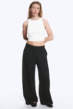 Black - Low Waist Wide Suiting Trousers - 1