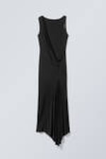 Black - Sleeveless Draped Maxi Dress - 5