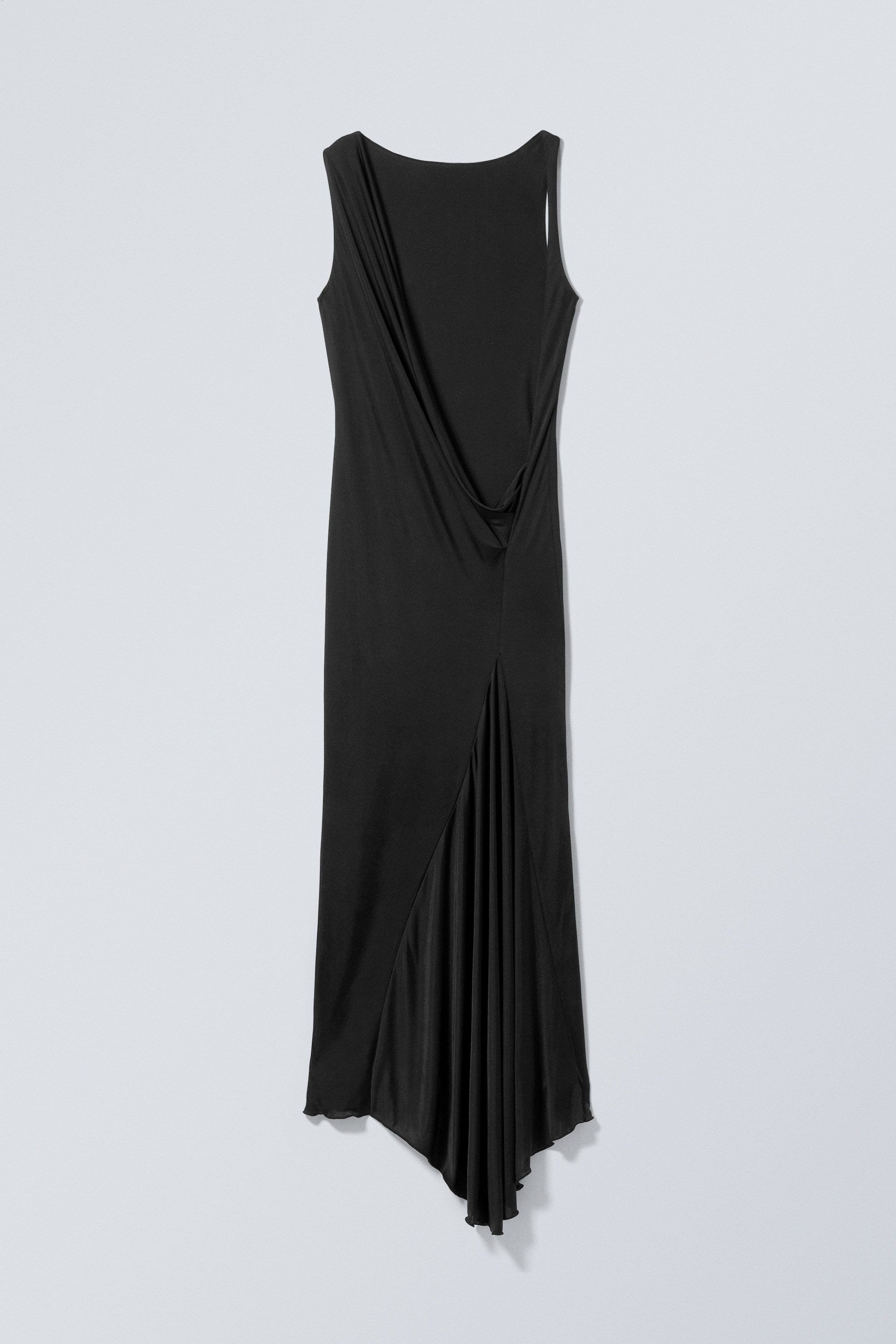 Black - Sleeveless Draped Maxi Dress - 2