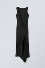 Black - Sleeveless Draped Maxi Dress - 1