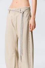 Beige - Studded Linen-Blend Choker Necklace - 1