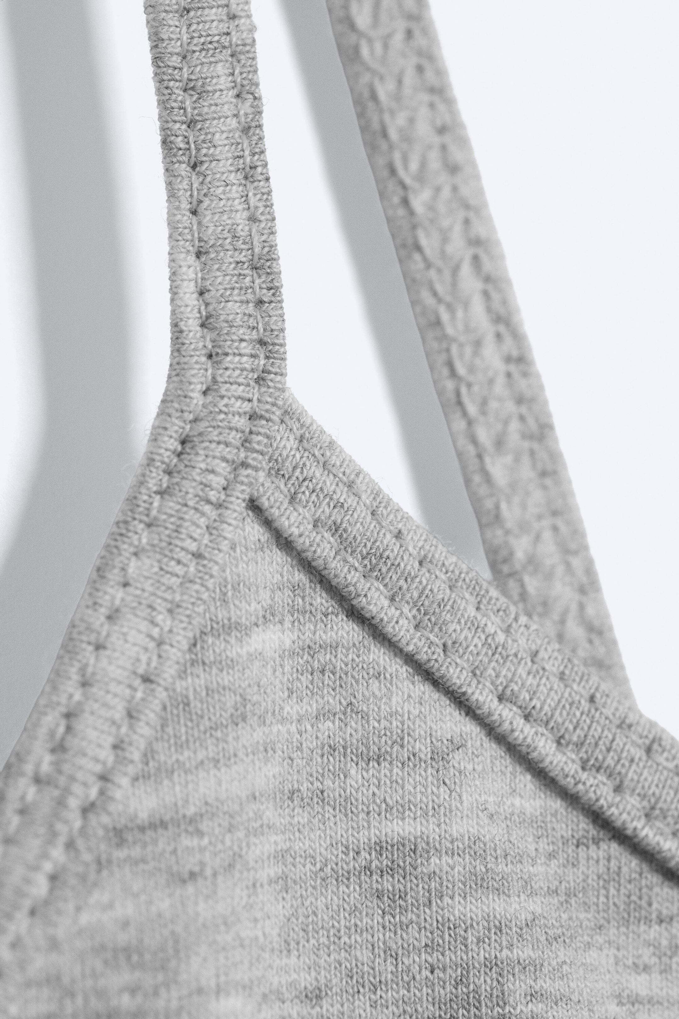 Light Dusty Grey Melange - Slim V-neck Cotton Singlet - 2