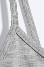 Light Dusty Grey Melange - Slim V-neck Cotton Singlet - 1