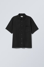 Black - Relaxed Linen Short Sleeve - 0