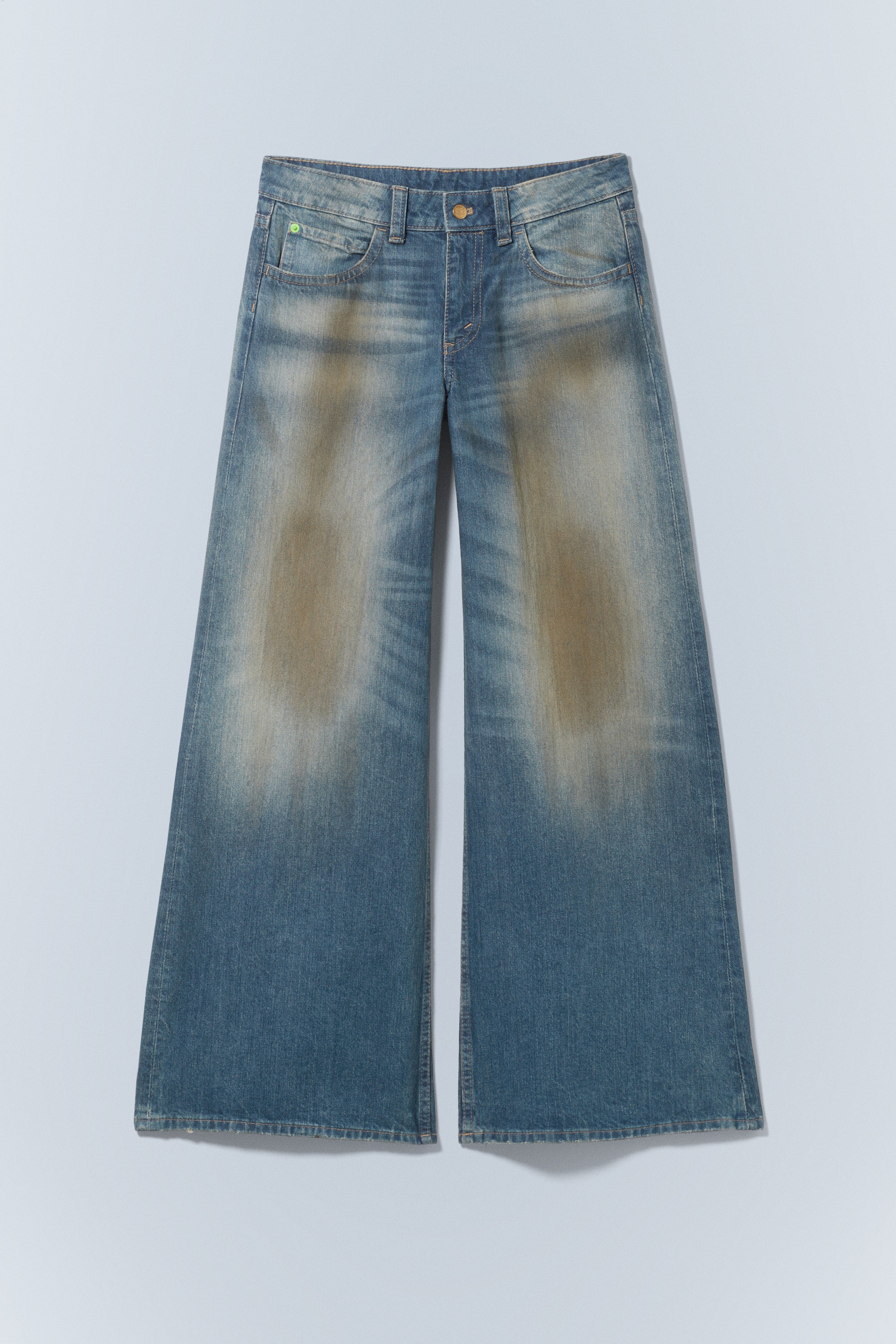 Grime Blue - Poser Regular Waist Loose Wide Jeans - 1