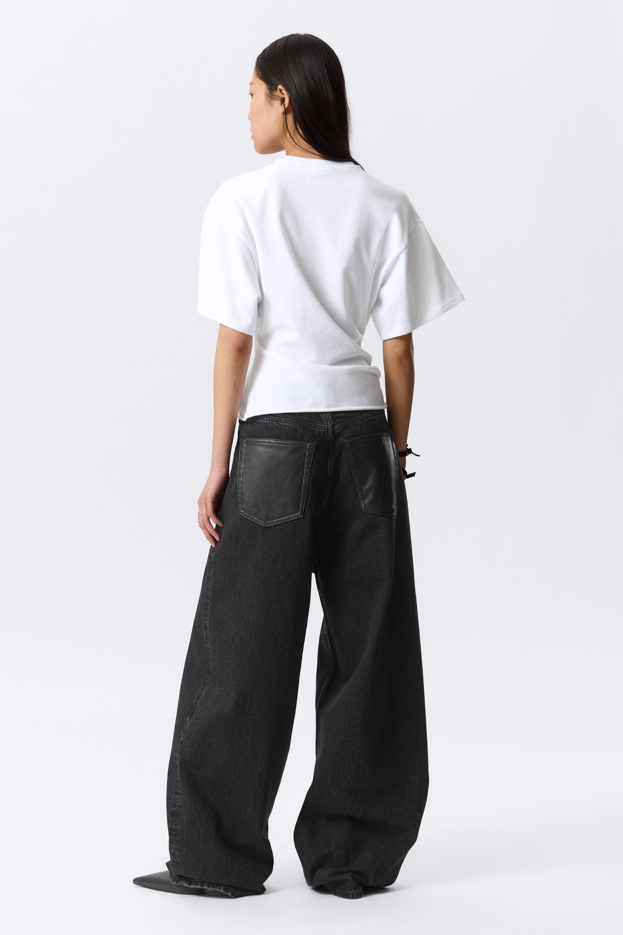 White - DRAPED FITTED T-SHIRT - 3