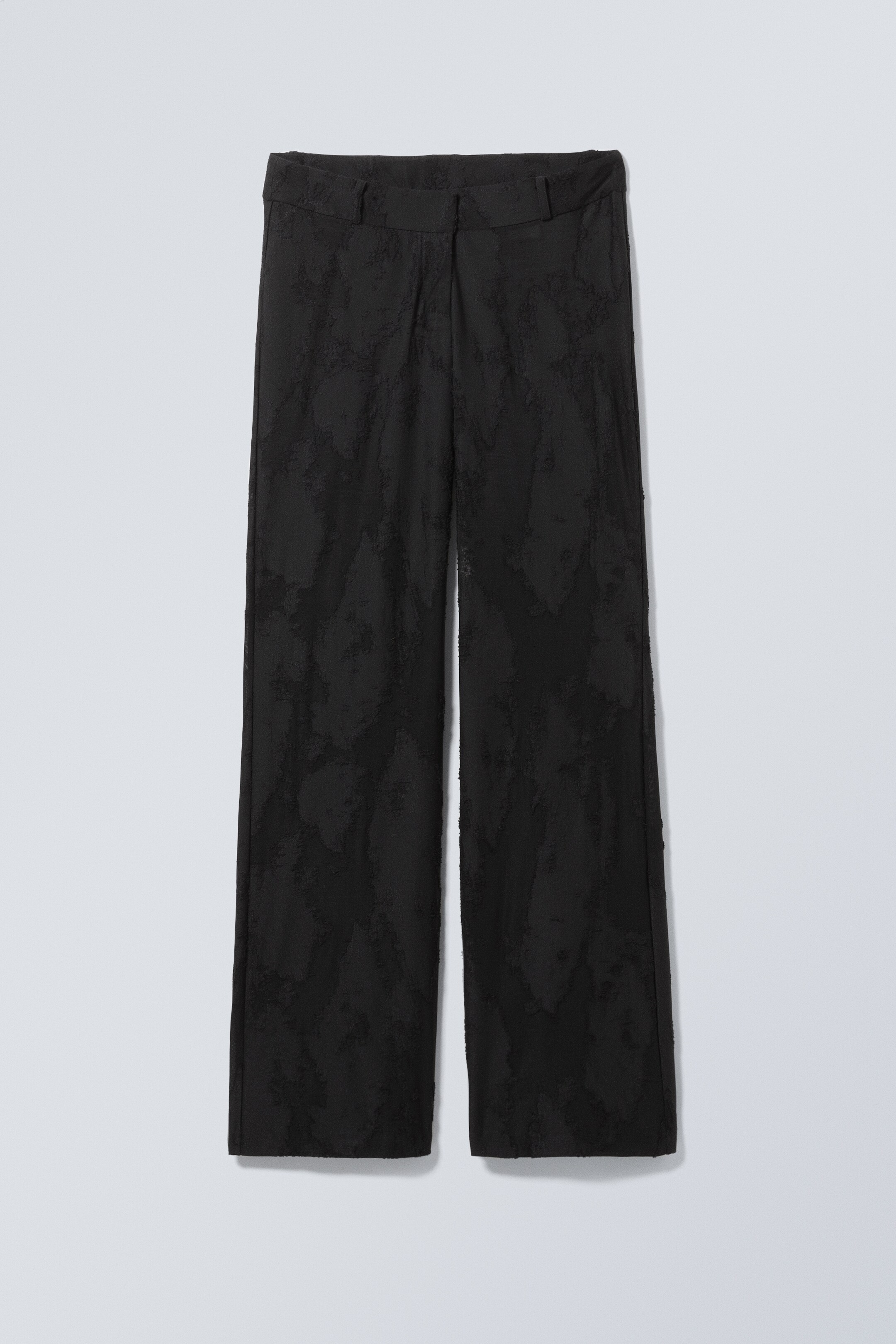 Grotere afbeelding bekijken: Wijd uitlopende jacquard broek met lage taille - Burnout zwart - DAMES | H&M NL 1