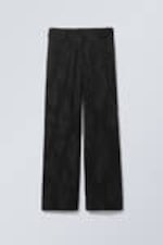 Burnout zwart - Wijd uitlopende jacquard broek met lage taille - 0