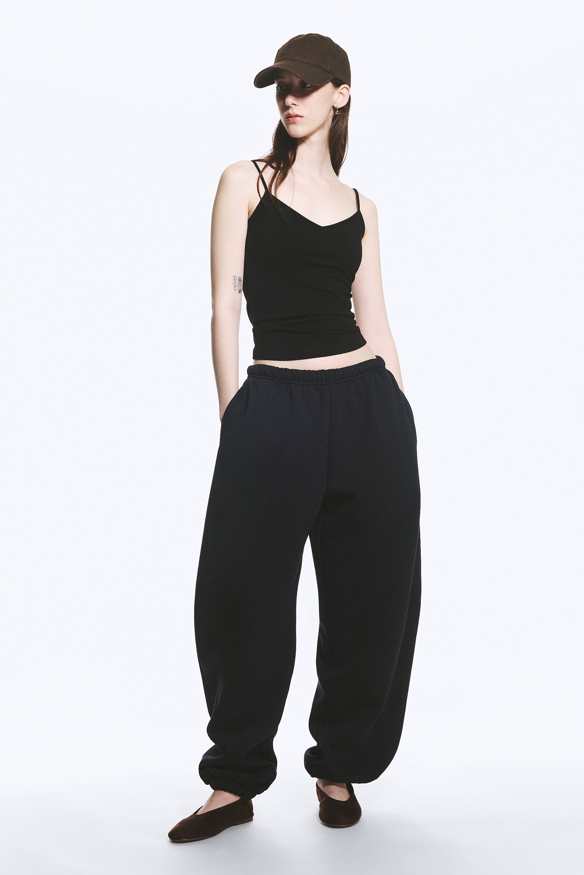 Lockere Sweatpants aus schwerem Baumwollfleece - Dark Blue/Grau meliert/Schwarz