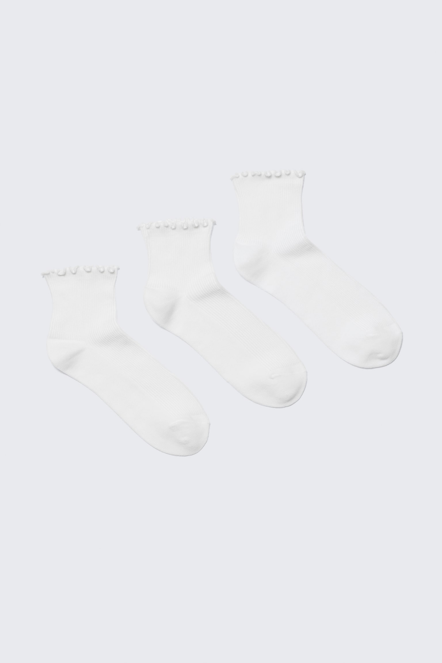3-pack Frill Edge Short Socks - Vit - 1