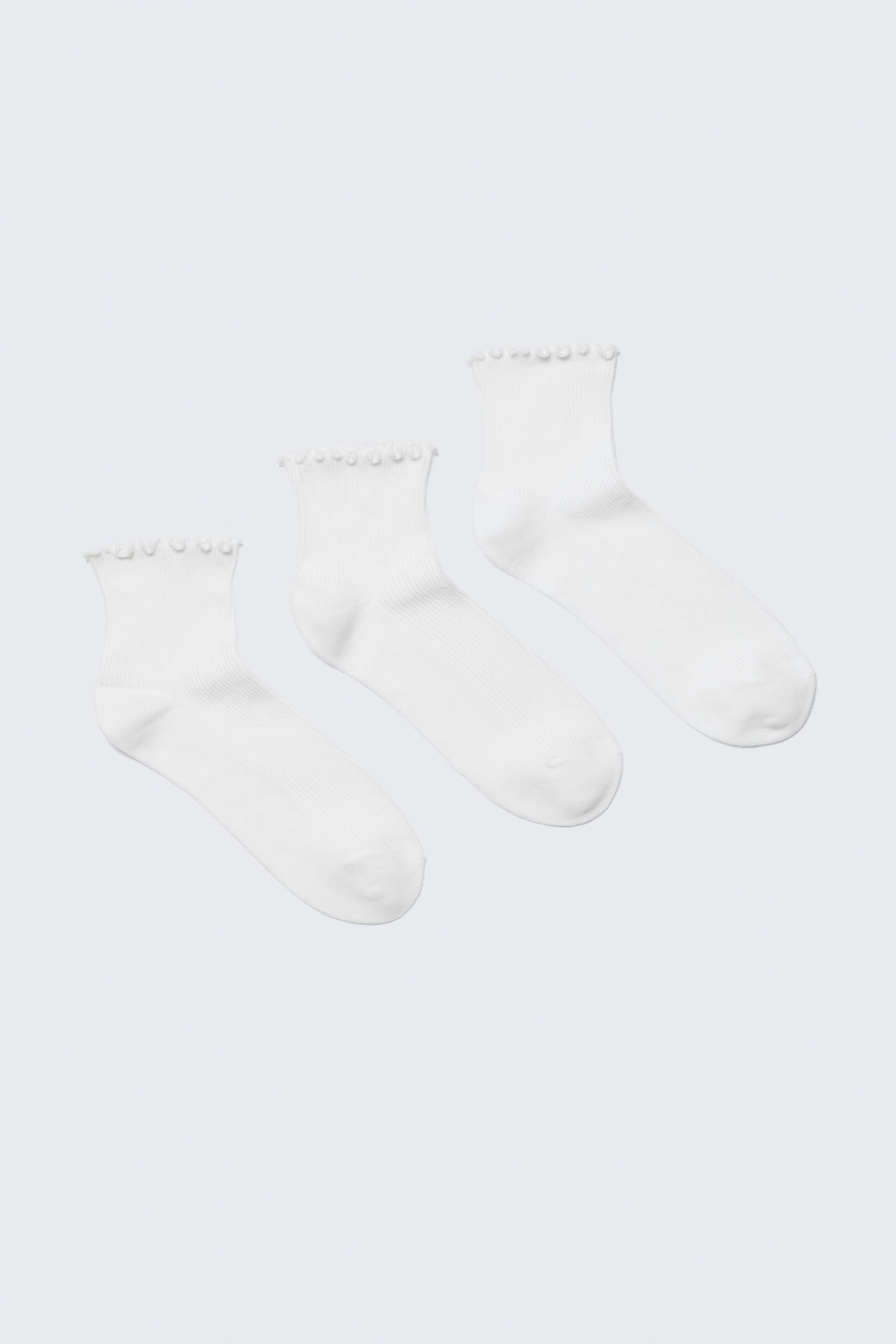 Weiß - 3er-Pack kurze Rüschensocken - 0