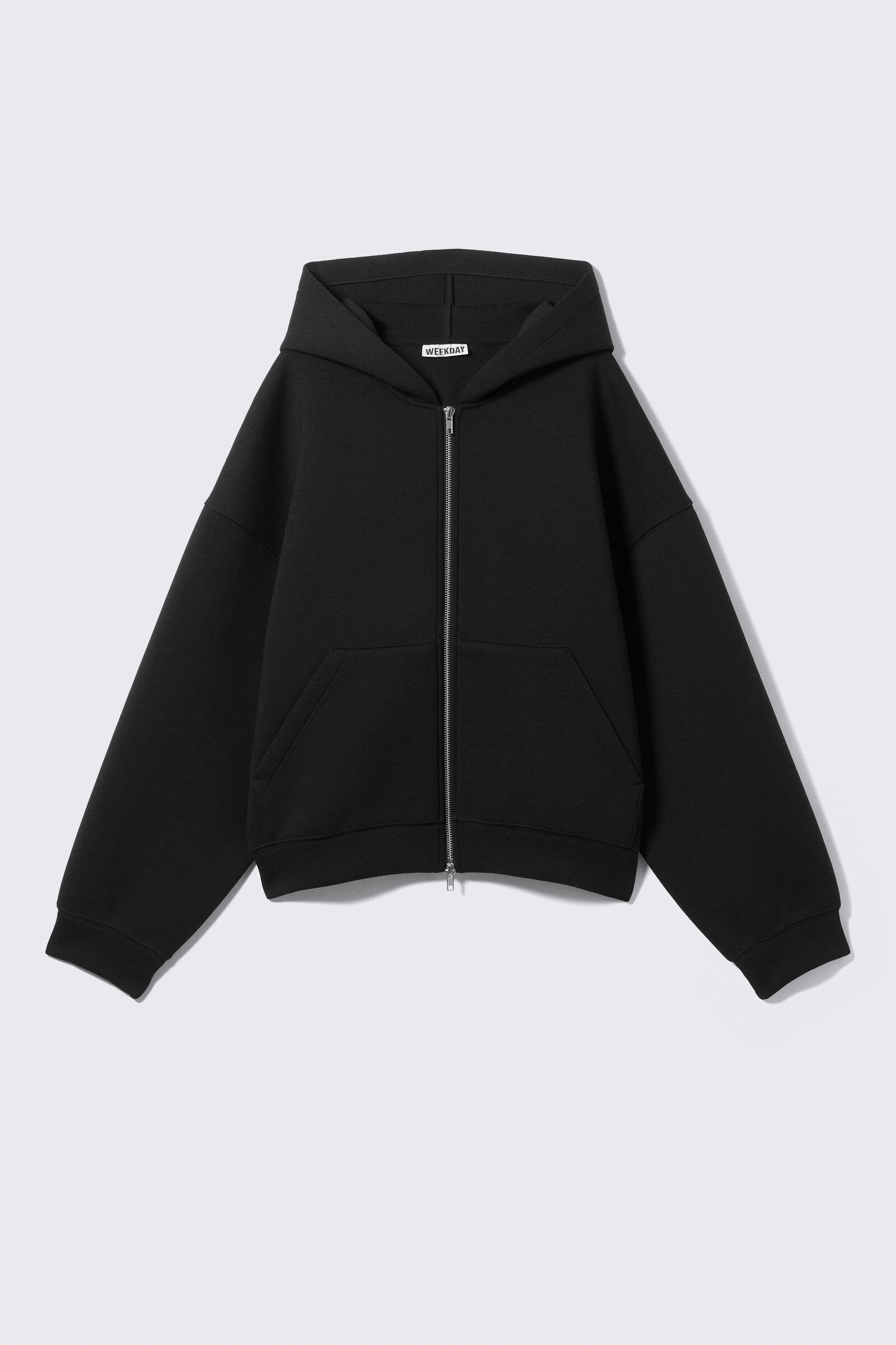 oversized scuba zip-hoodie - Black | Weekday WW