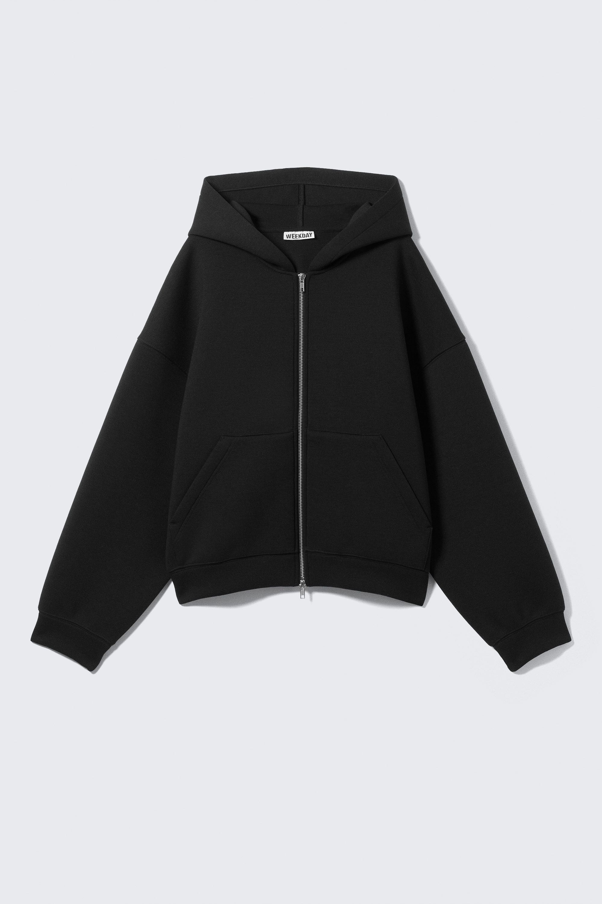 Black - Oversized Scuba Zip-Hoodie - 5