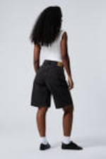 Tuned Black - Black - Halo Curve High Waisted Wide Leg Denim Shorts - 3