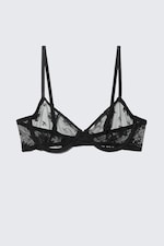 Black - Sheer Lace Underwire Bra - 0