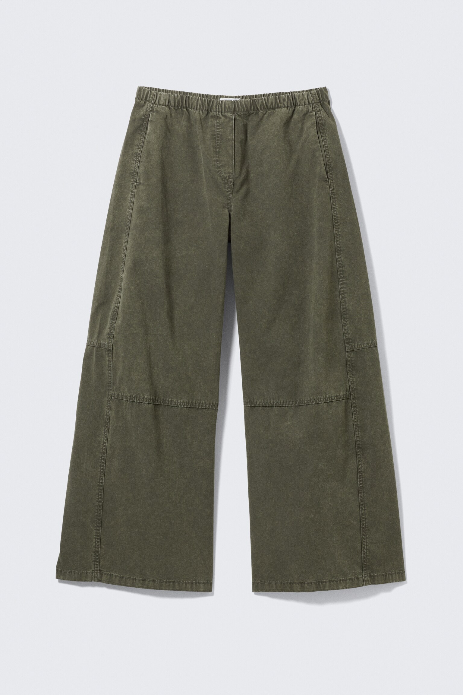 Baggy broek van gewassen canvas met lage taille - Donkerkakigroen met wassing/Washed Black – Zwart - 2