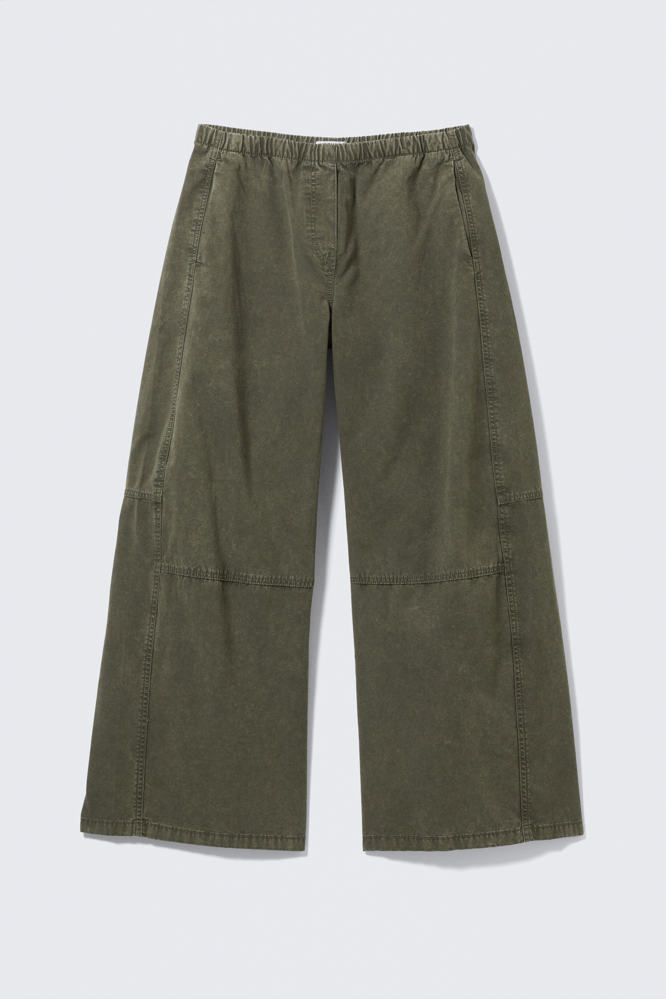 Grotere afbeelding bekijken: Low Rise Baggy Washed Canvas Trousers - Donkerkakigroen met wassing - DAMES | H&M BE 4