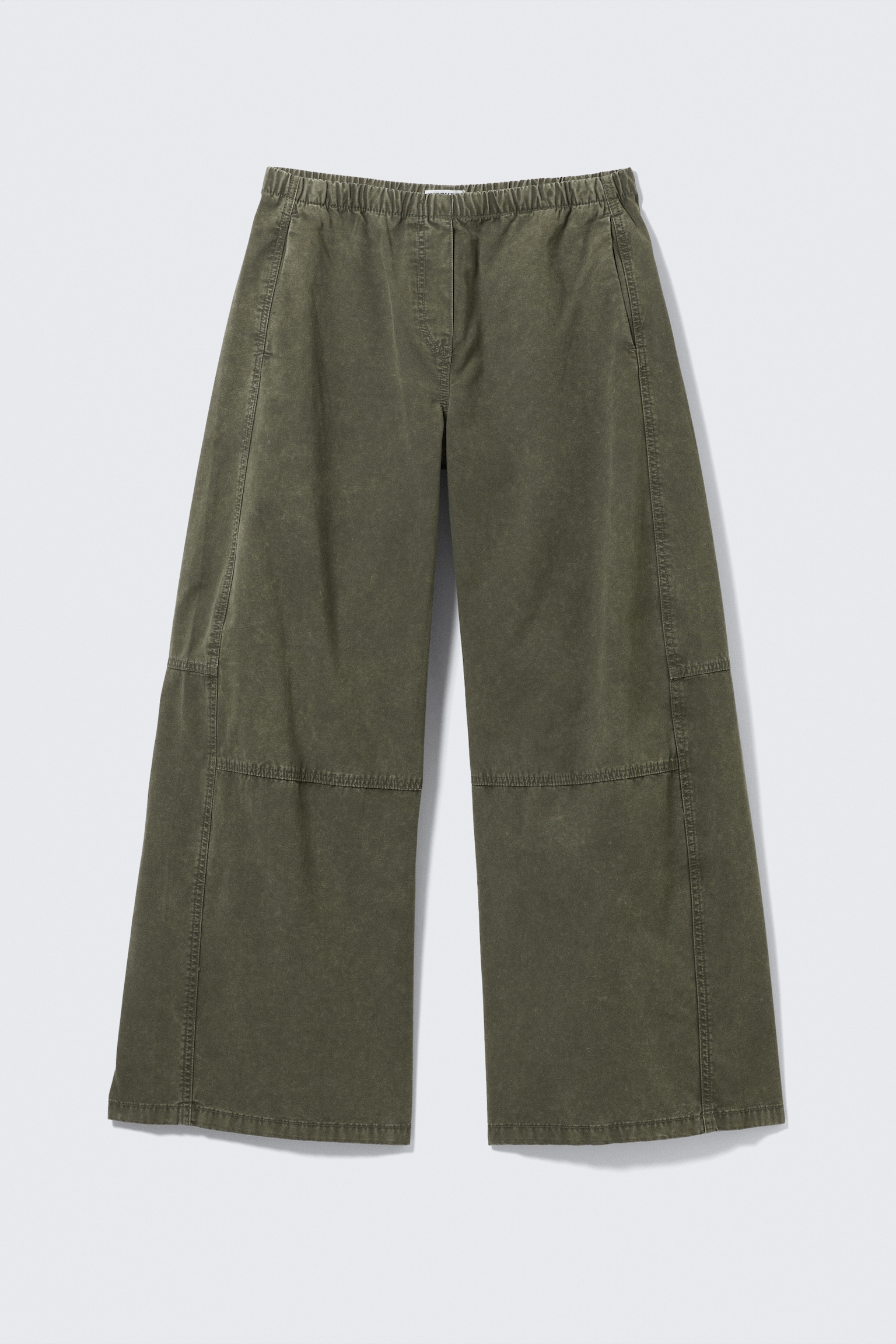 Baggy broek van gewassen canvas met lage taille - Donkerkakigroen met wassing/Washed Black – Zwart