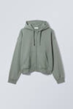 Dusty Grey - Boxy Midweight Zip Hoodie - 0