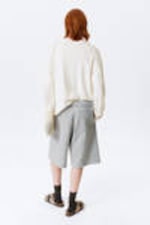 Grey Melange - Baggy Knee-Length Skater Shorts - 3