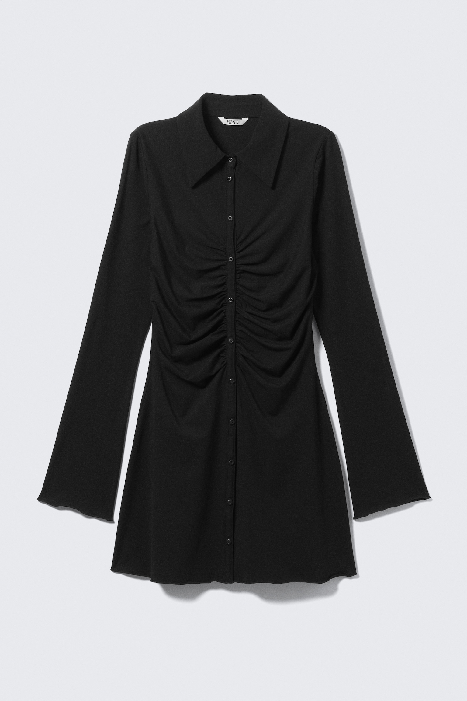 Langarmkleid - Schwarz/Taubenblau - 2