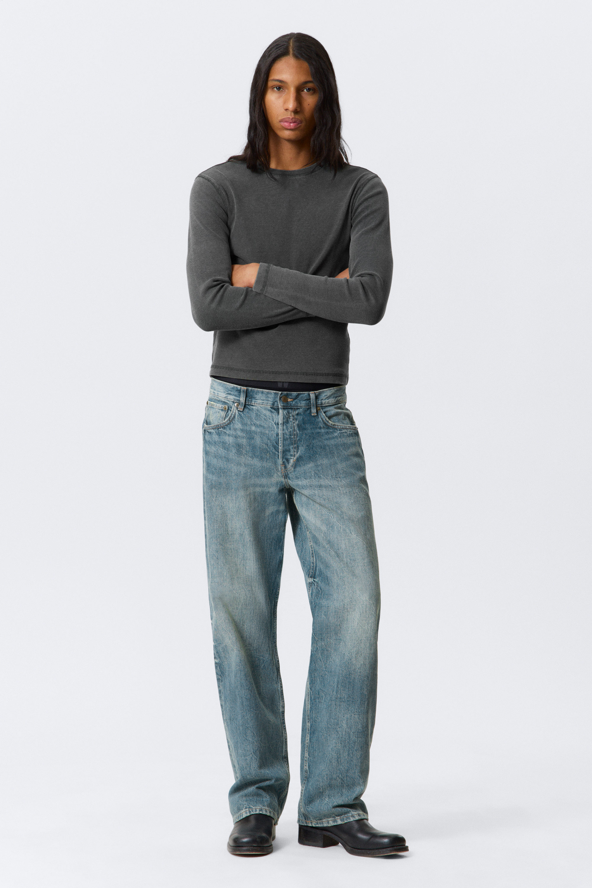 Cyan Dust - Mittelblau - Sphere Low Waist Loose Straight Leg Jeans - 1