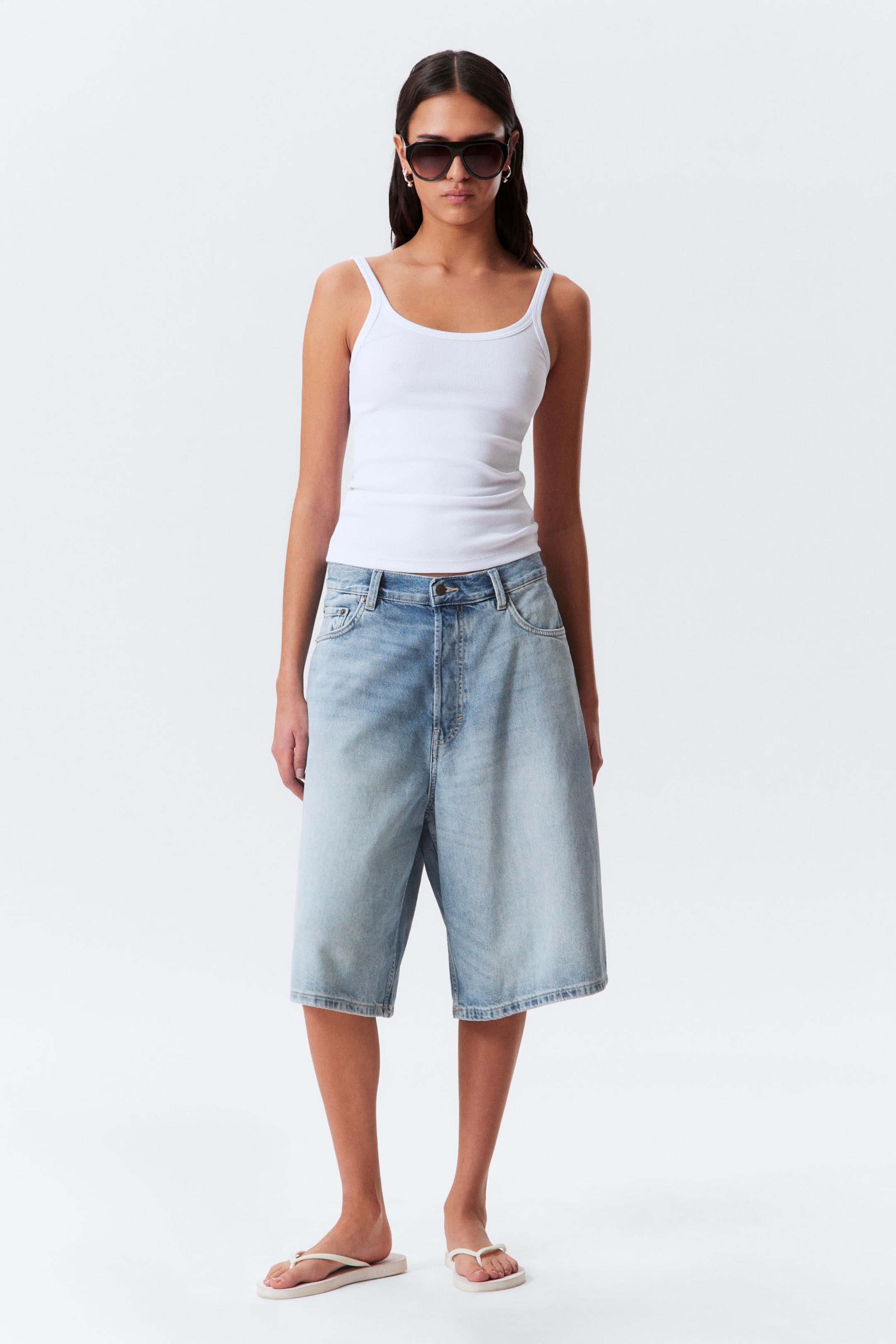 Tide Blue - Astro Denim Loose Baggy Shorts - 2