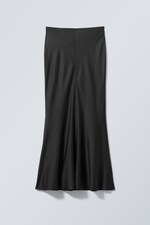 Black - Paige Satin Long Skirt - 0