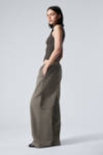 Donkertaupe - Losse ripstop broek met wassing - 1