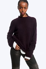 Striped Dark Purple - Avslappnad jumper i ullmix - 0