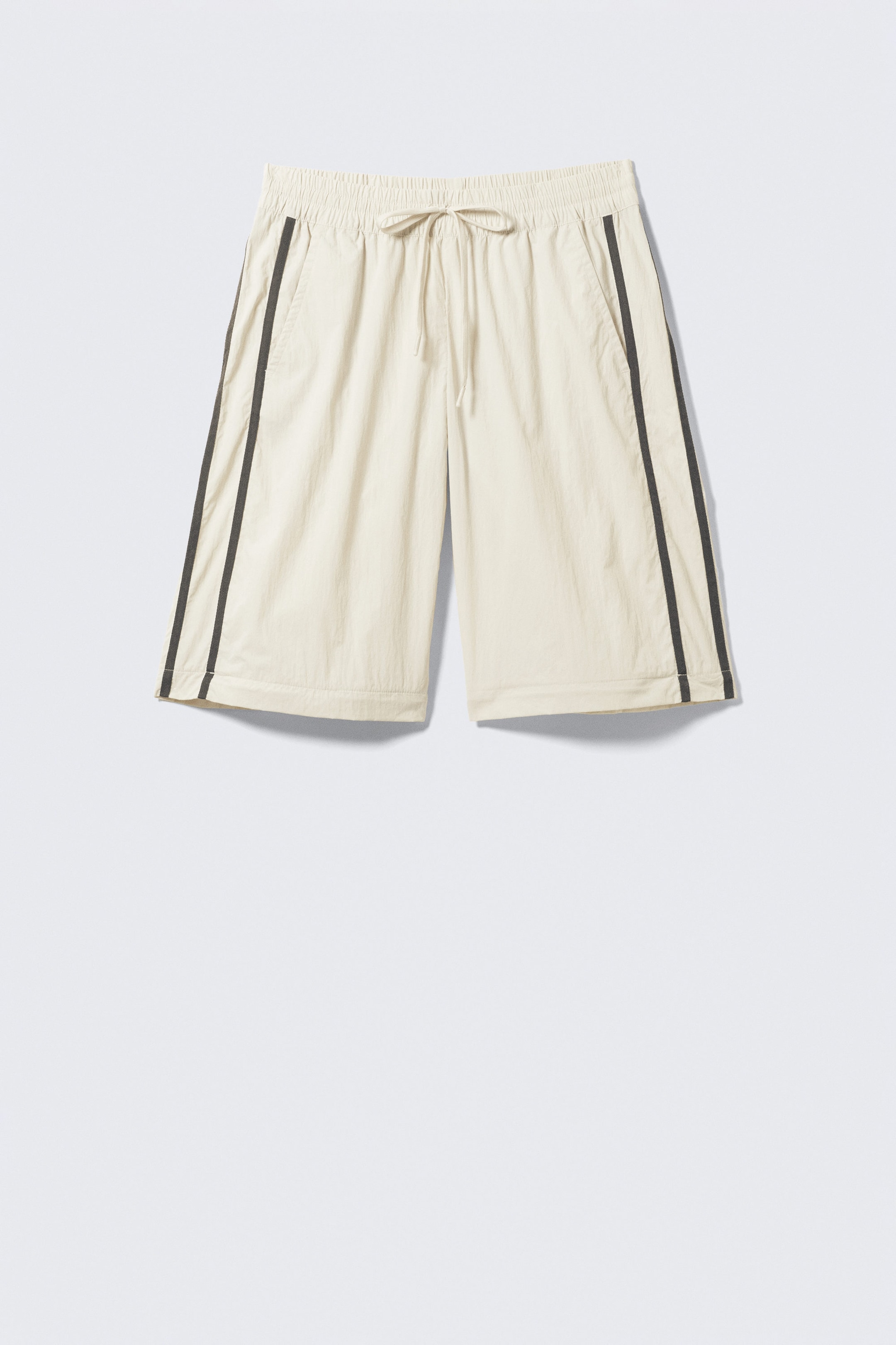 Beige - Black Stripe - Zip-off Nylon Track Trousers - 2